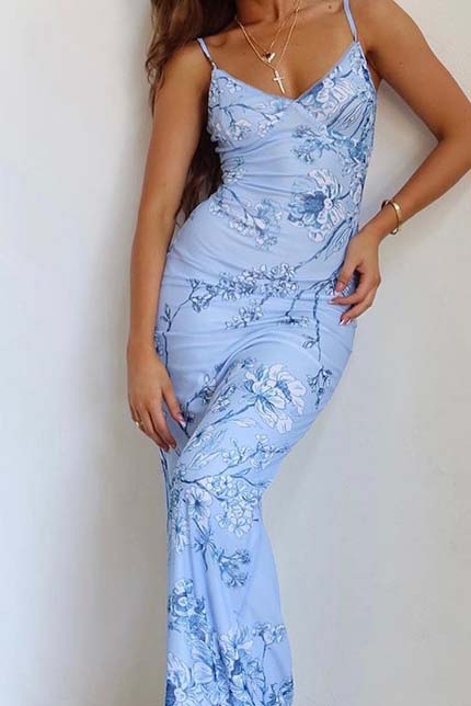 Floral Print Bodycon Maxi Dress