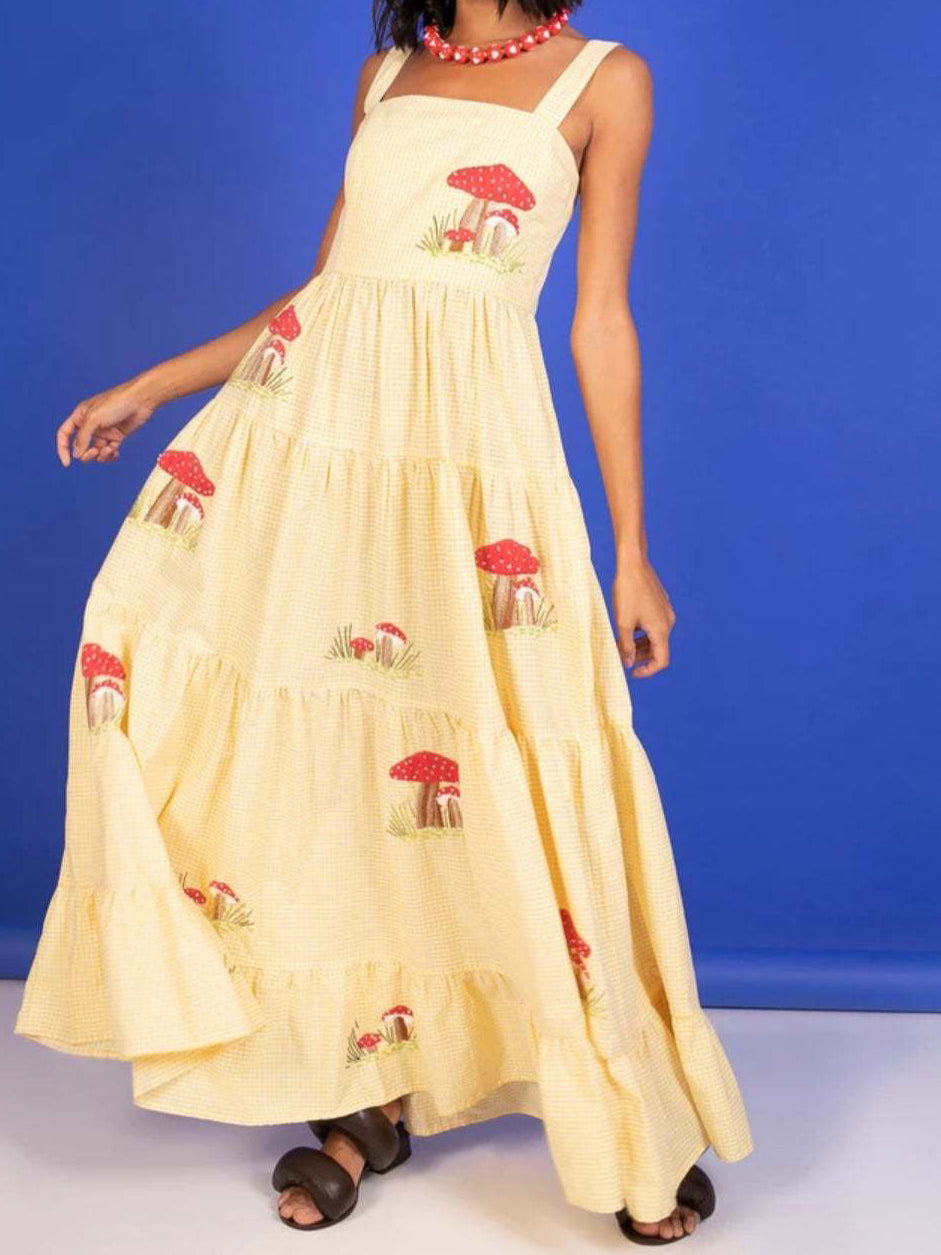 Floral Print Tiered Maxi Dress