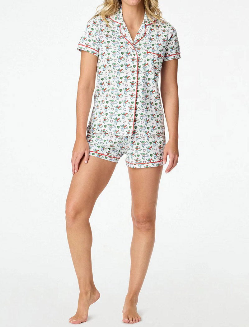 Cup Print Button-Down Pajama Set
