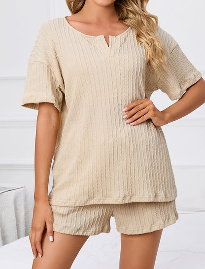 Loose-Fit V-Neck Two-Piece Set