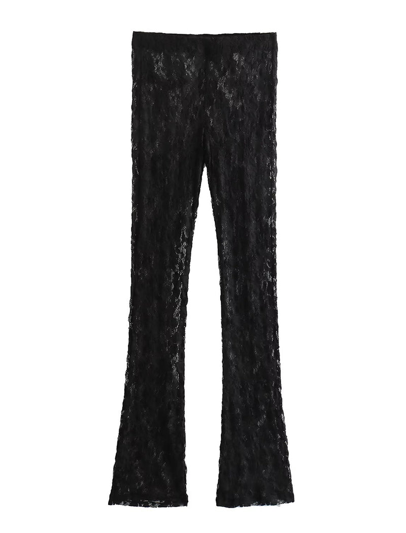 Floral Lace Flared Pants