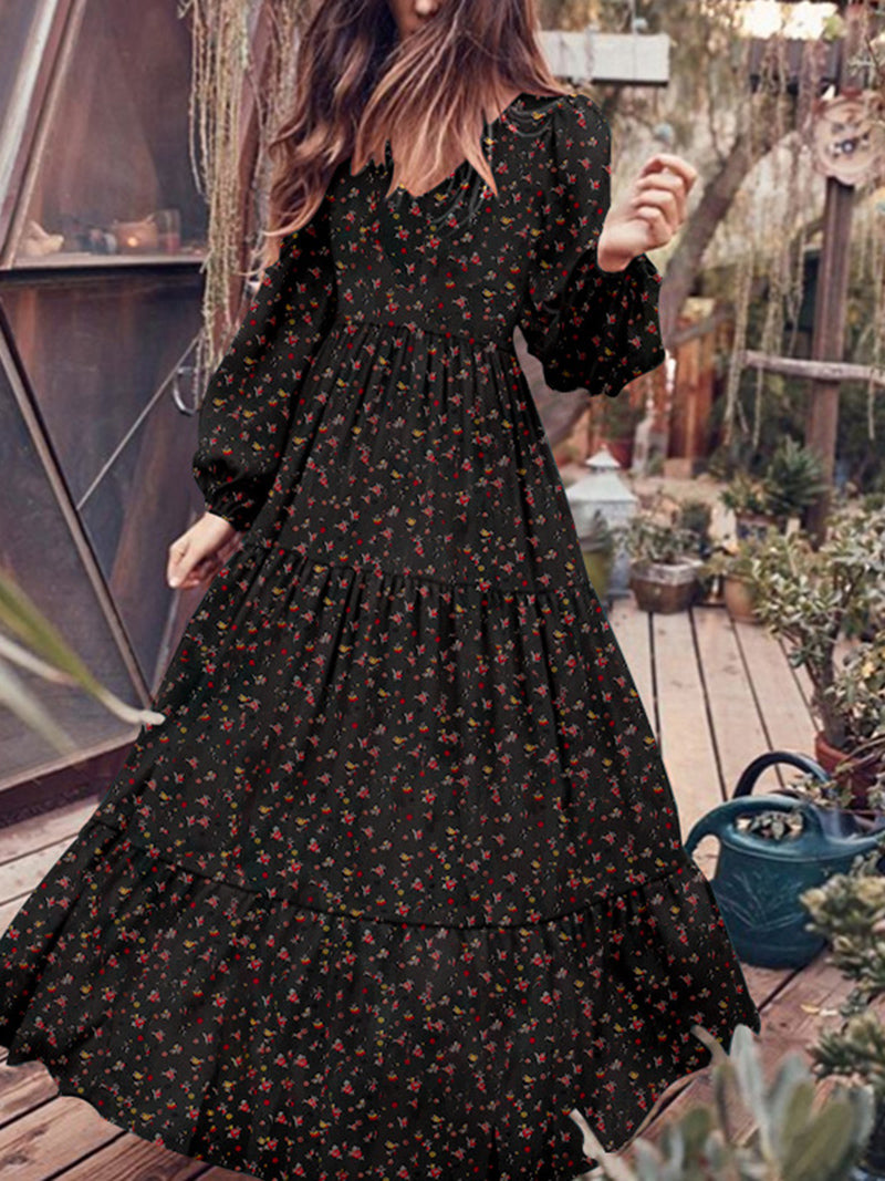 Floral Print Long Sleeve Maxi Dress