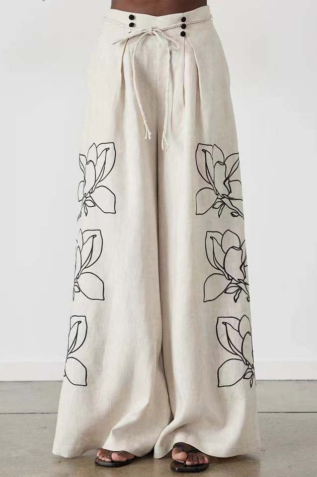 Floral Wide-Leg Pants