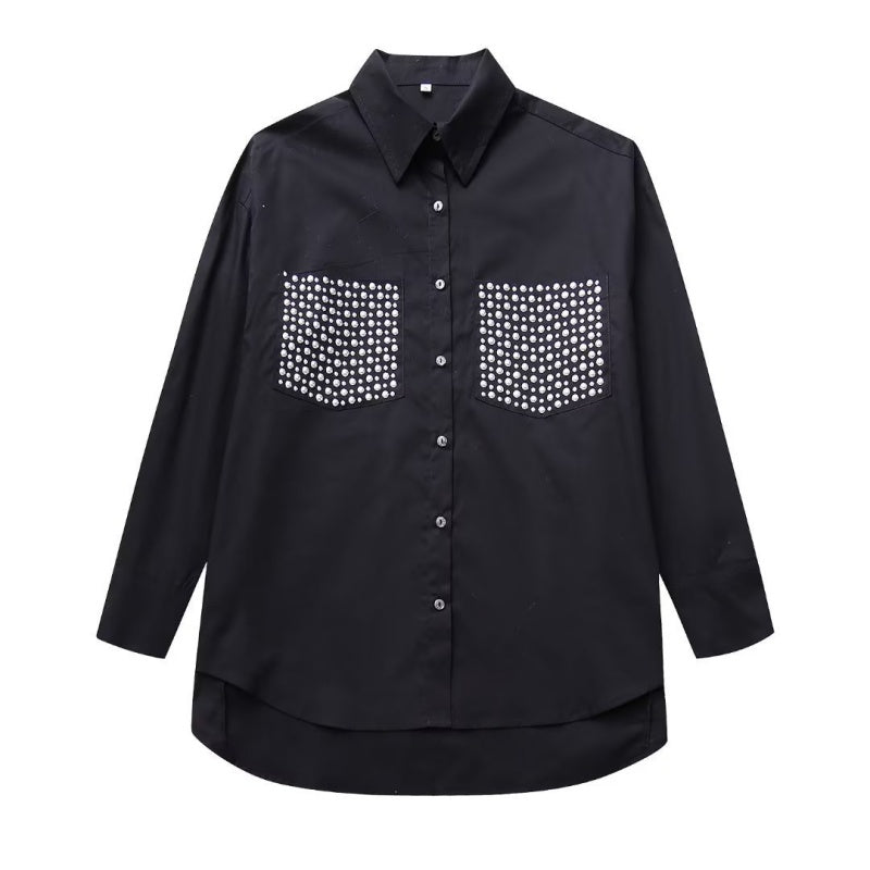 Studded Pocket Button-Up Shirt