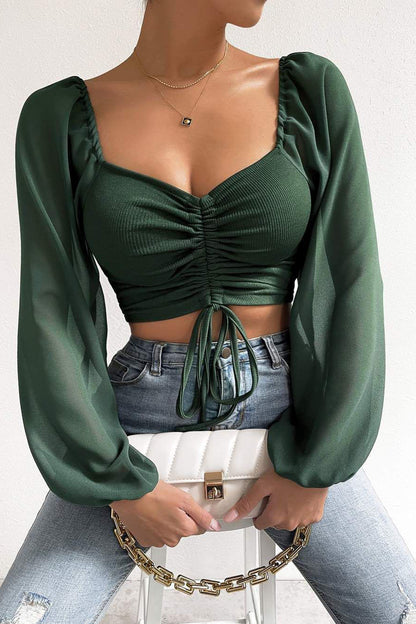 Ruched Long Sleeve Crop Top