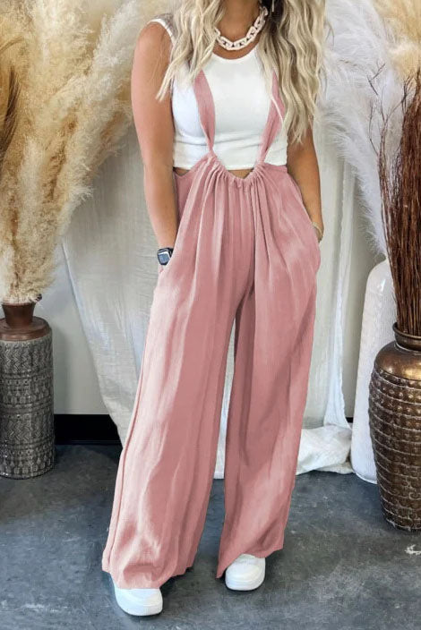 Wide-Leg Suspender Pants