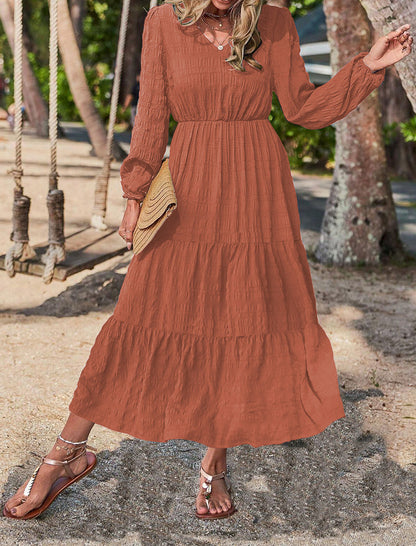 Tiered Long Sleeve Maxi Dress