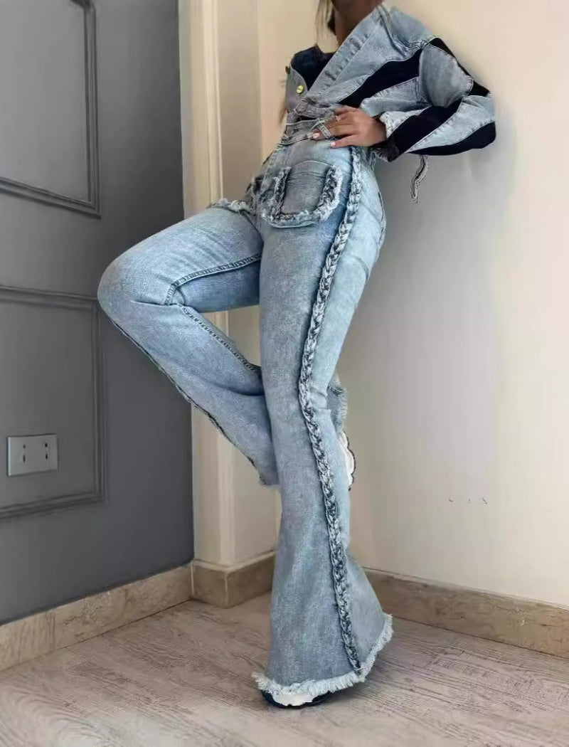 Distressed Flared Denim Pants
