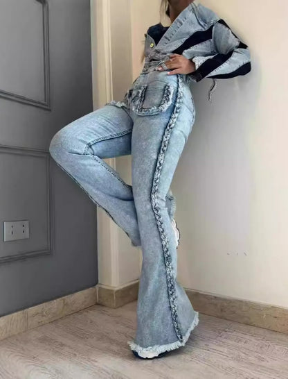 Distressed Flared Denim Pants