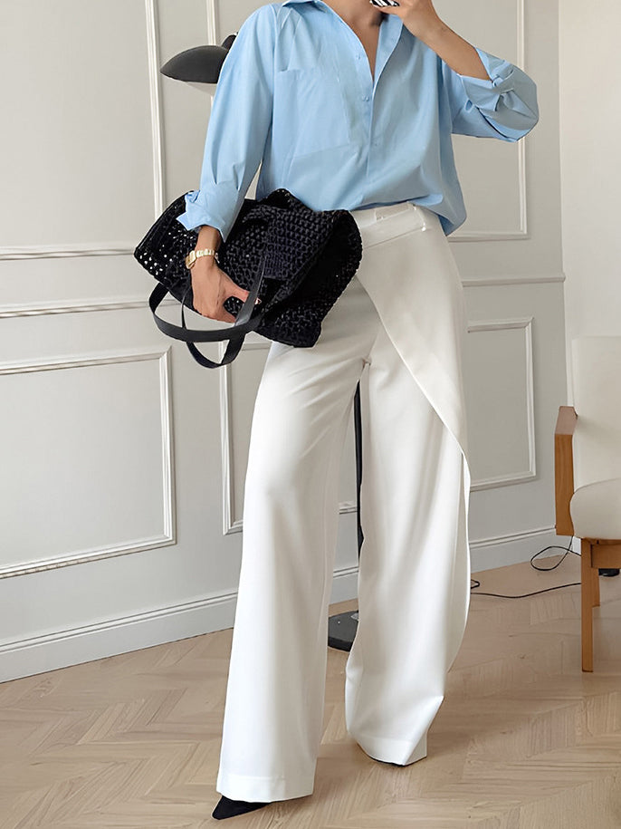 Asymmetric Wide-Leg Pants