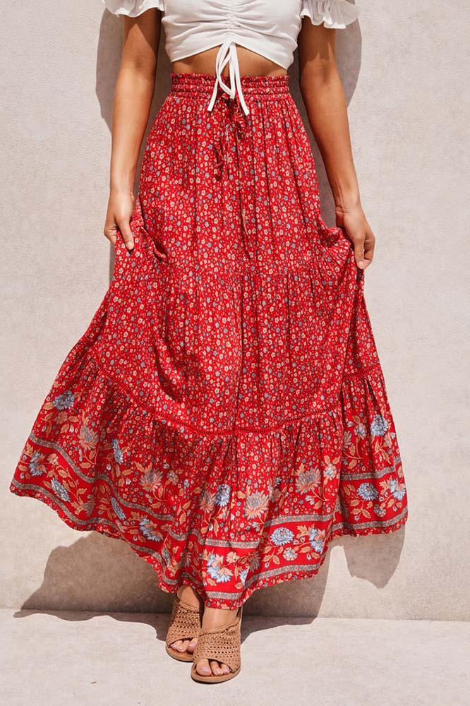 Bohemian Floral Maxi Skirt