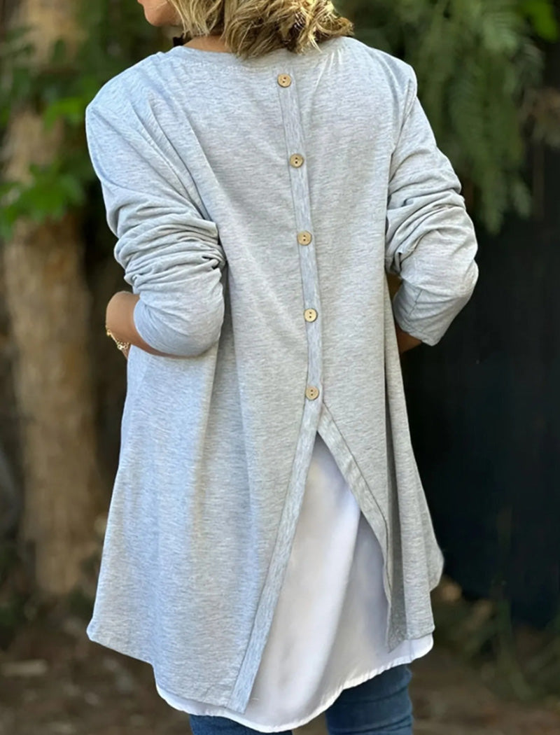 Layered Back Button-Down Top