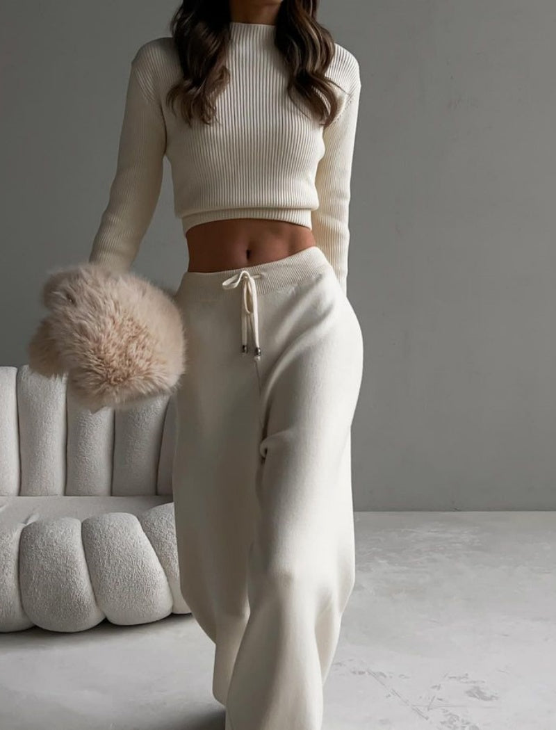 Ribbed Knit Two-Piece Lounge Set