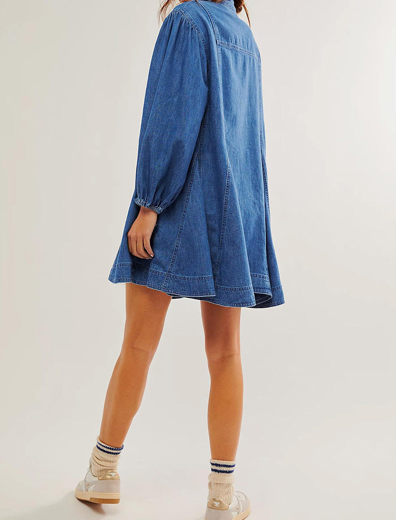 Denim A-Line Button-Down Dress