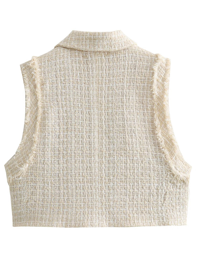 Cropped Button-Up Vest