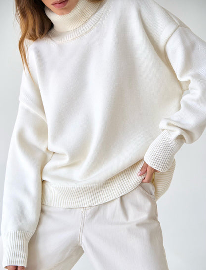 Oversized Turtleneck Sweater with Relaxed Fit