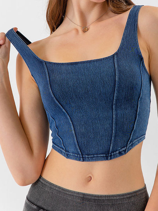 Denim Yoga Sports Tank Crop Top