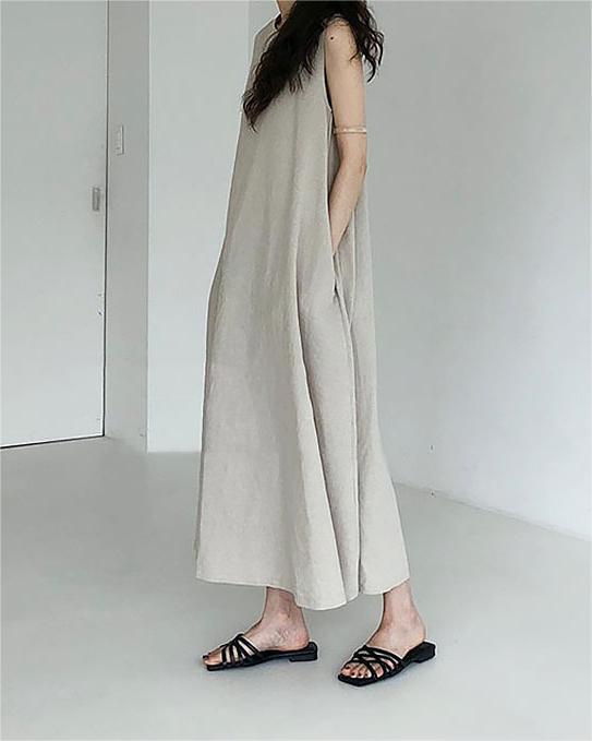 Solid Sleeveless Maxi Dress