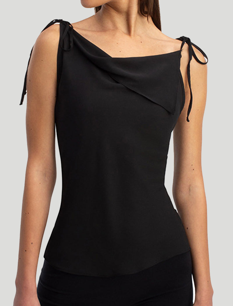 Asymmetrical Tie-Shoulder Sleeveless Top