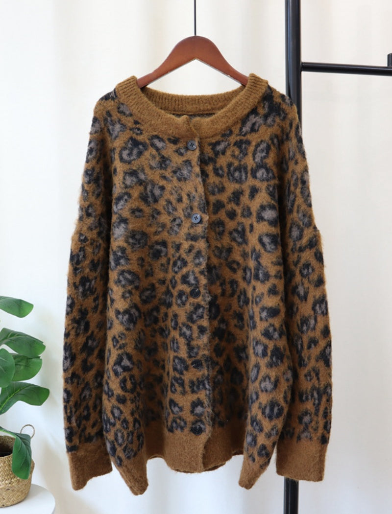 Leopard Print Button-Up Cardigan