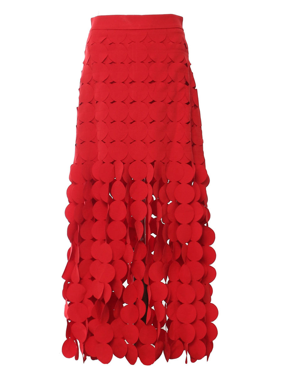 Cutout Circle Layered Midi Skirt