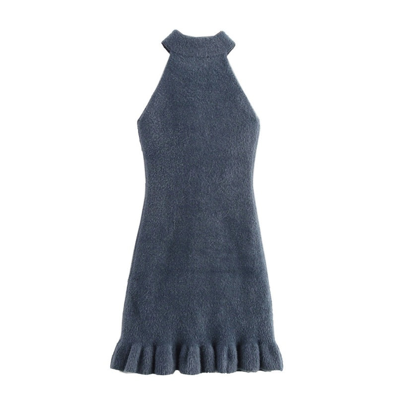 Sleeveless Knit Dress with Pearl Details