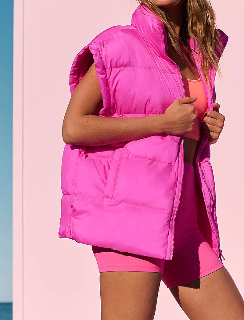 Sleeveless Channel-Stitched Puffer Vest