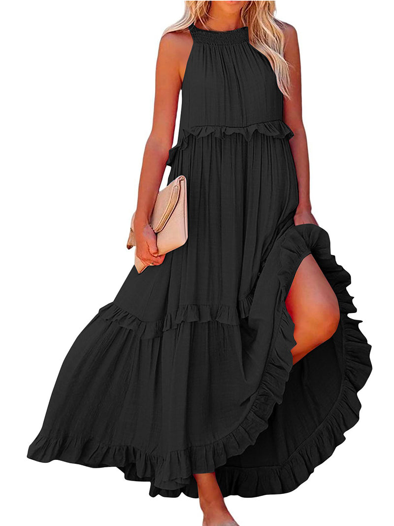 Ruffled Sleeveless Maxi Dress