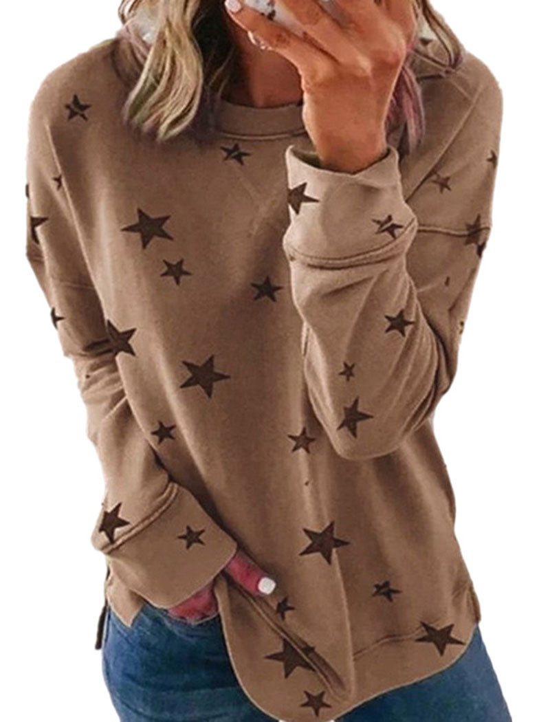 Star Print Oversized Pullover Top