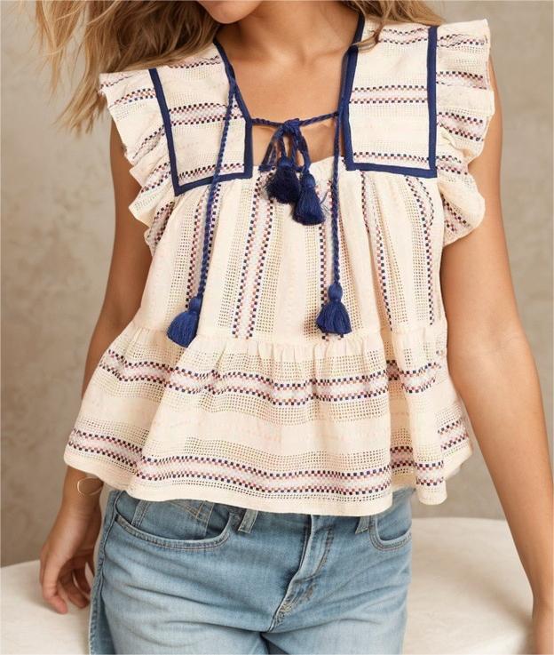 Patchwork Flutter Sleeve Top