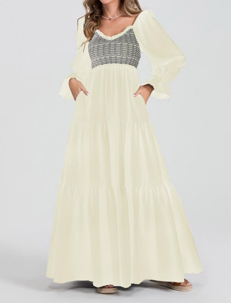 Tiered Maxi Dress with Smocked Bodice