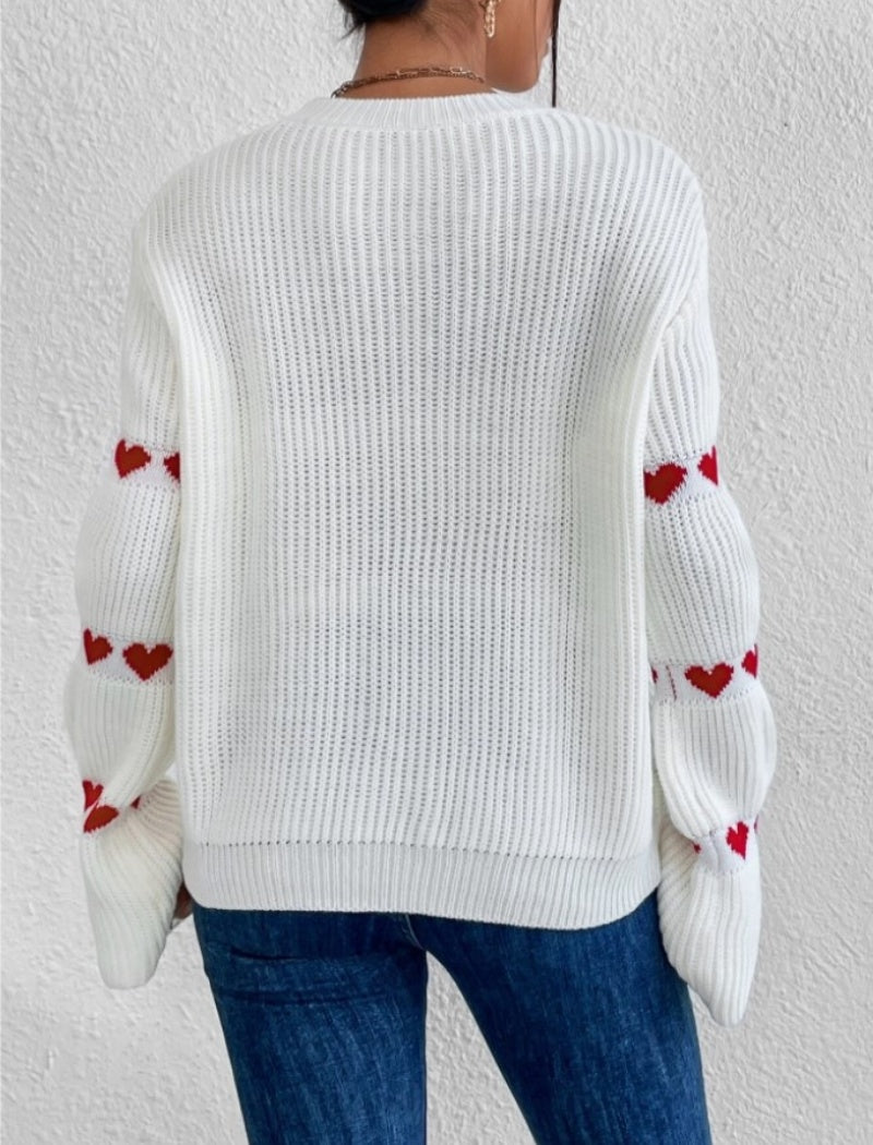 Knit Sweater with Heart Detail on Sleeves