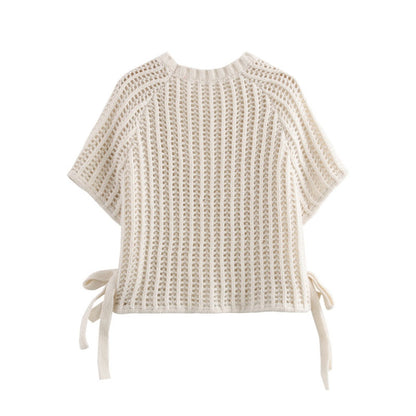 Short Sleeve Knit Top with Side Ties