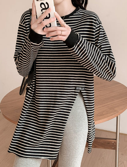 Striped Oversized Side-Slit Top