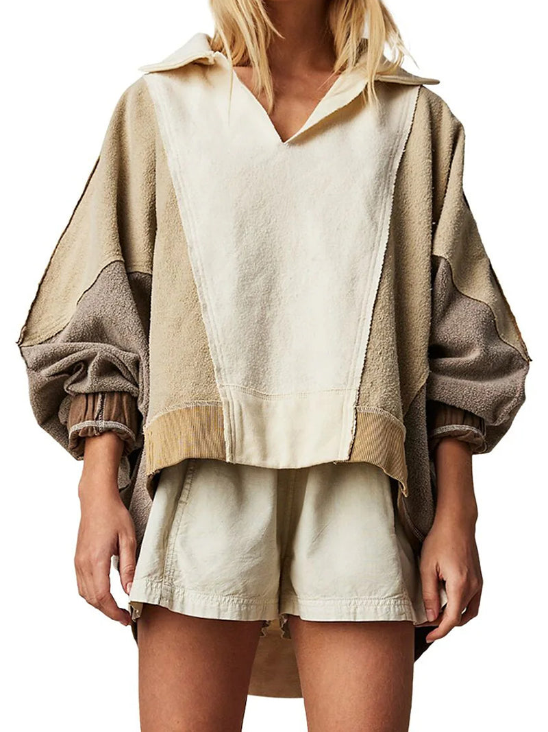 Patchwork Collar Pullover