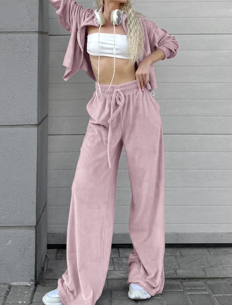 Off-Shoulder Top and Wide Leg Pants Set