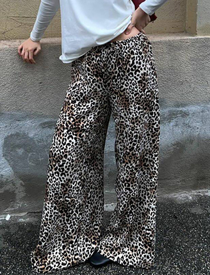 Wide-Leg Leopard Print Trousers