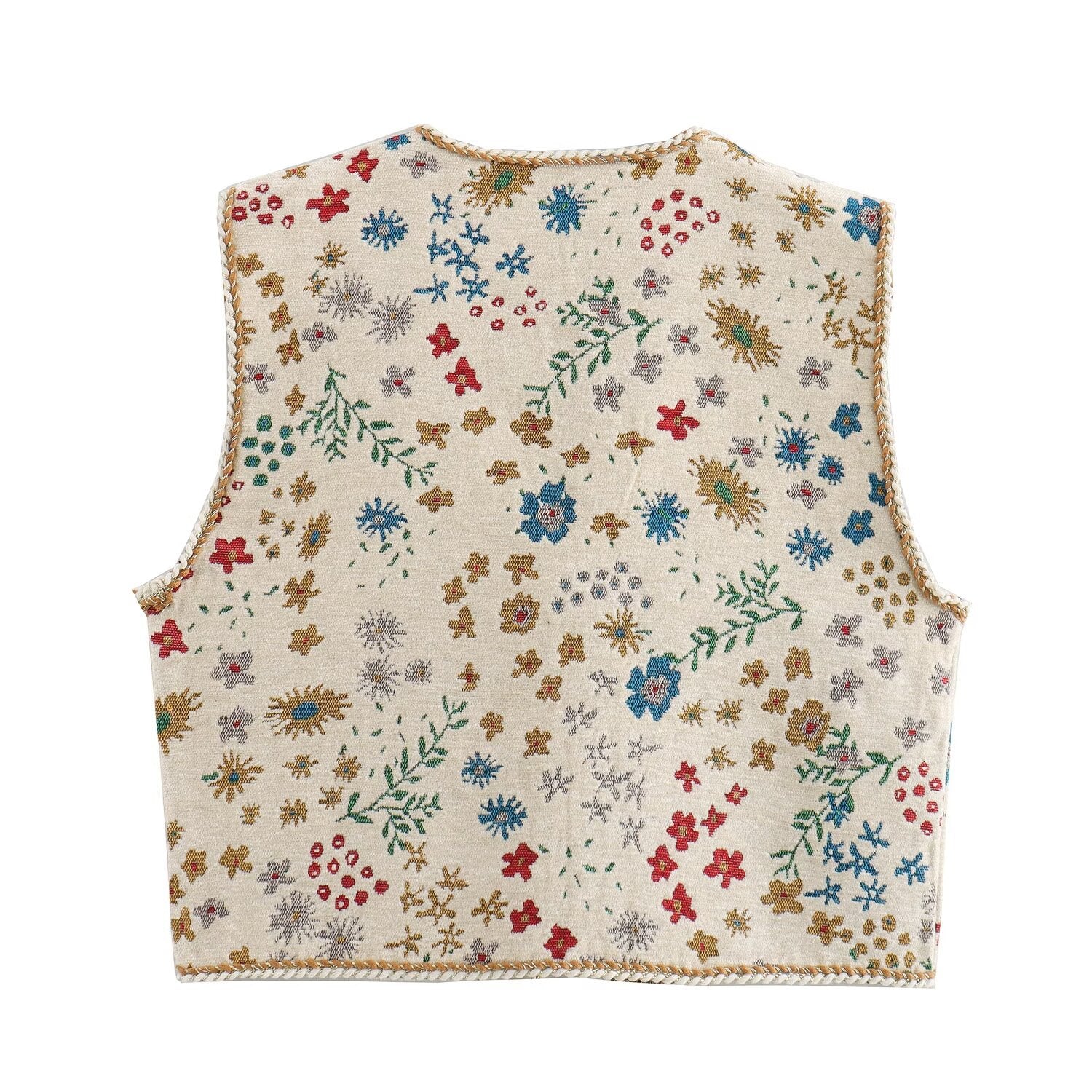 Cropped Floral Tie-Front Vest