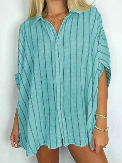 Oversized Striped Button-Up Shirt