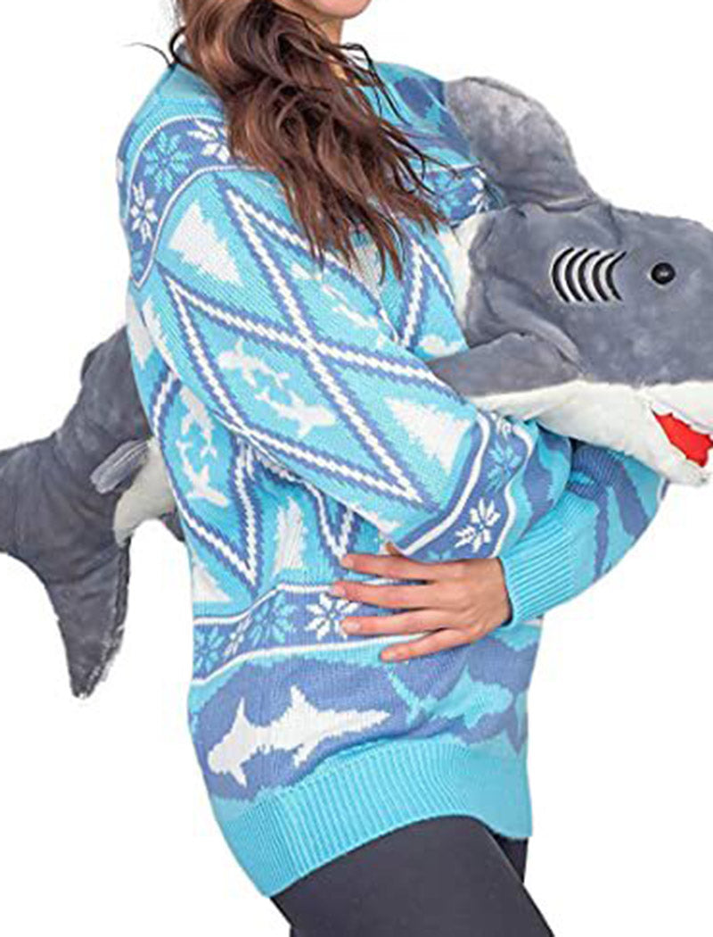 Dinosaur/Shark Plush Detail Festive Sweater