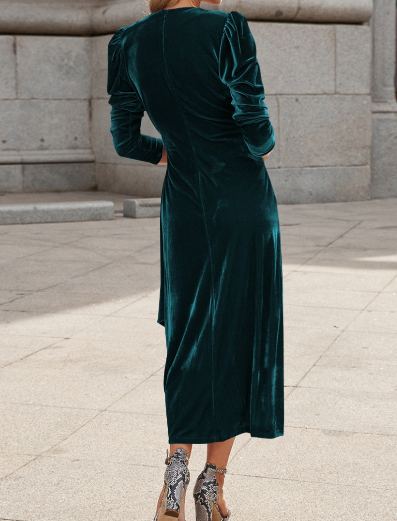 Velvet Wrap Maxi Dress