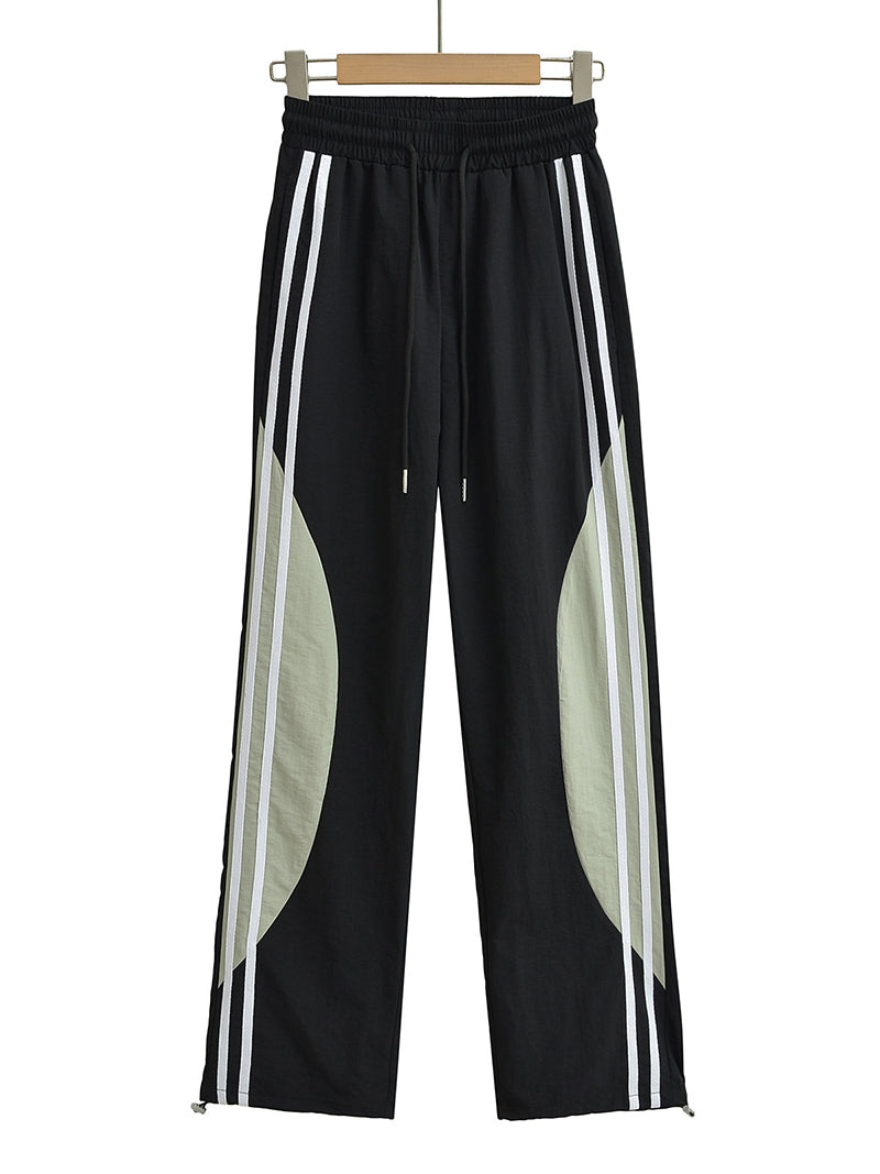 Colorblock Striped Wide-Leg Pants