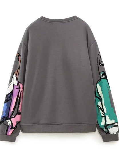 Graphic Print Oversized Pullover