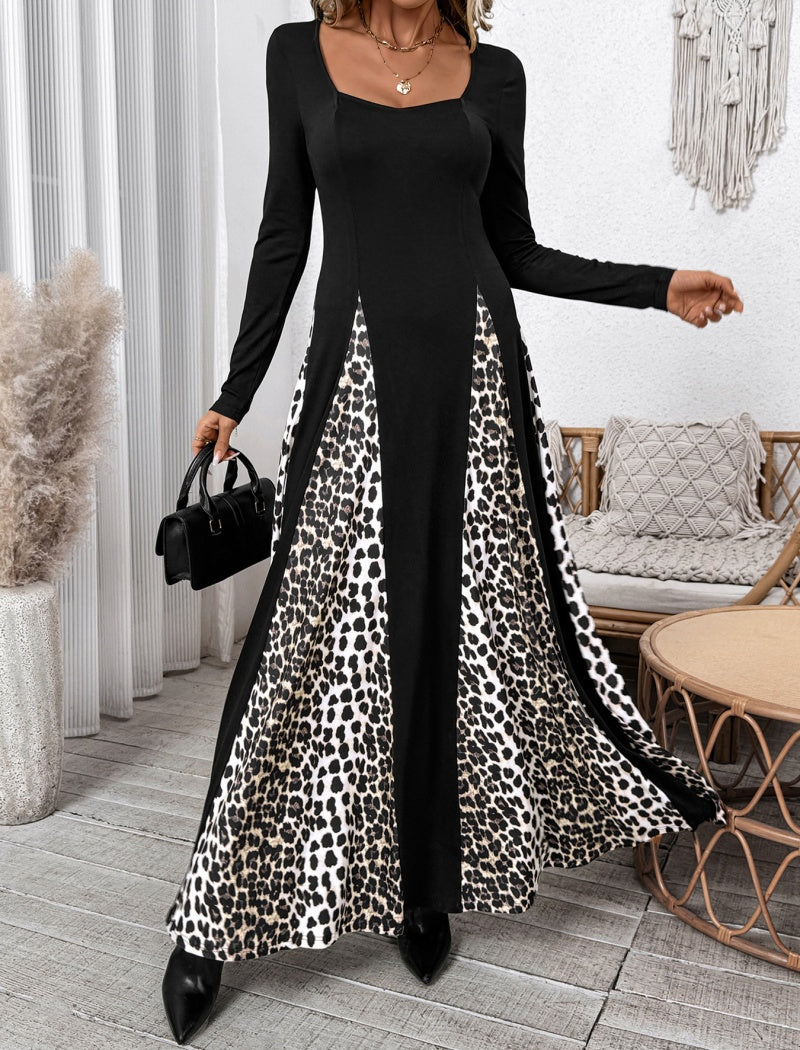 Leopard Print Patchwork Dress