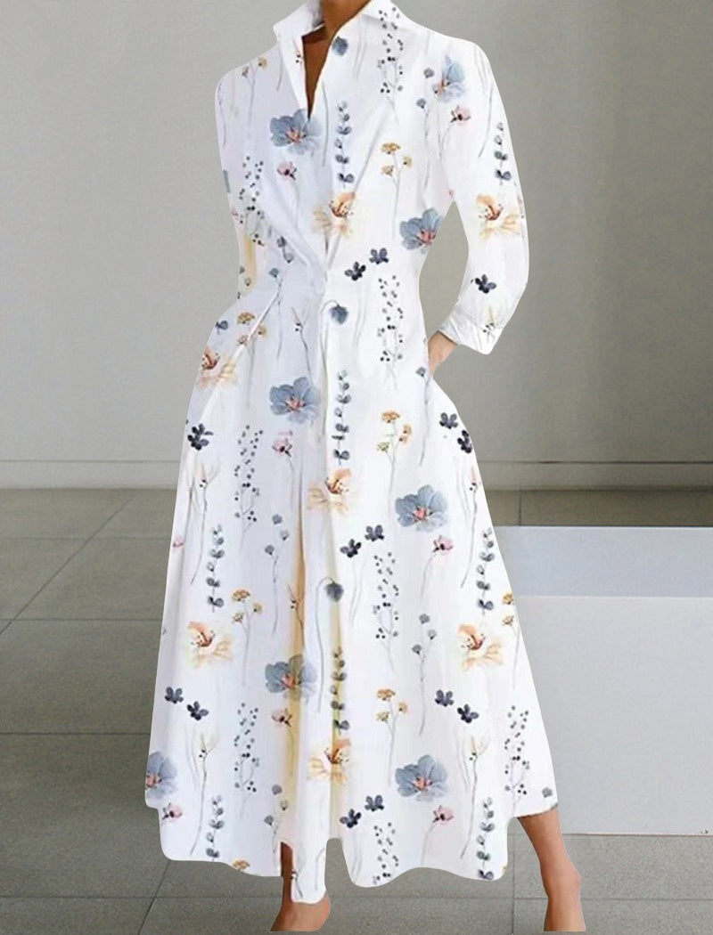 Graphic Long-Sleeve Maxi Dress