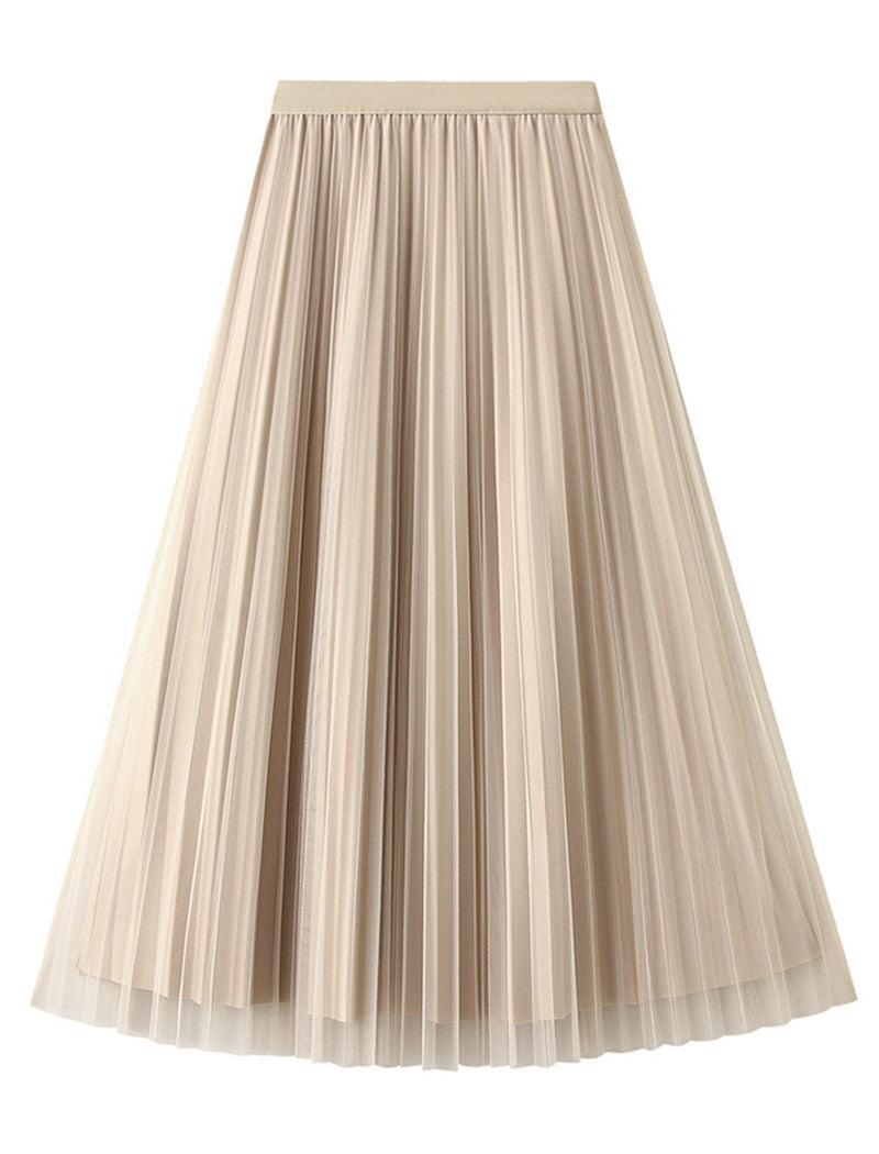 Pleated Midi Skirt with Layered Hem