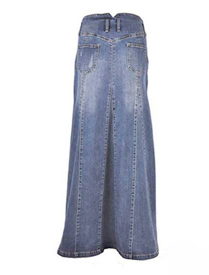 High-Waisted Pocketed Loose Buttoned Skirt