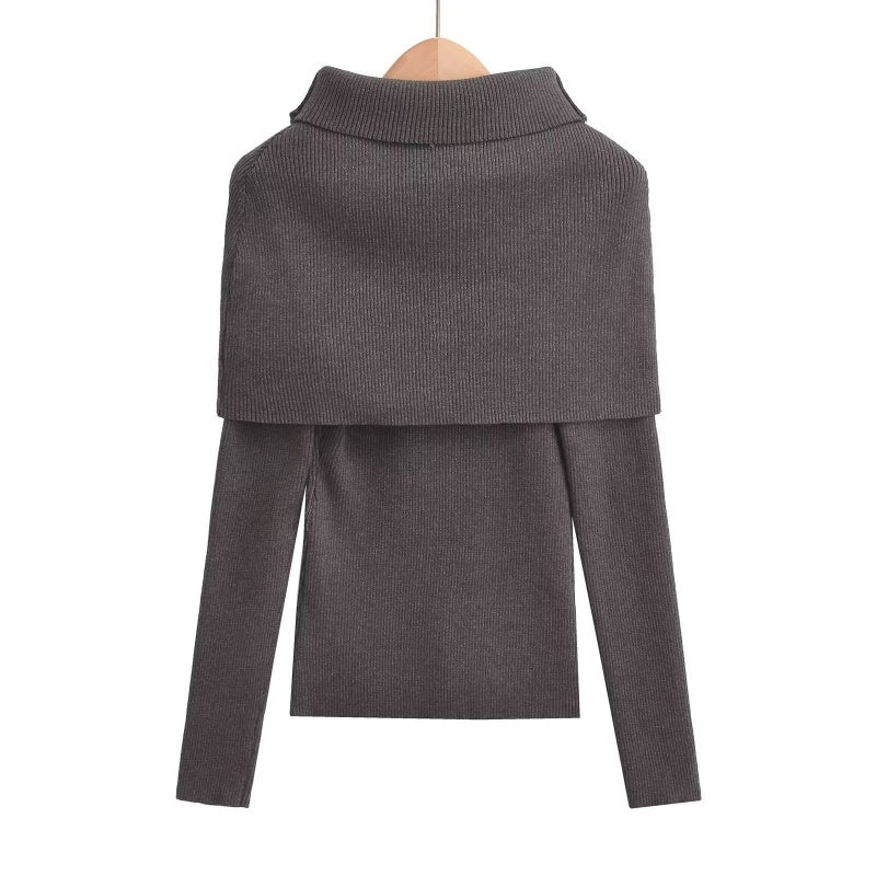 Cape-Style Layered Knit Sweater