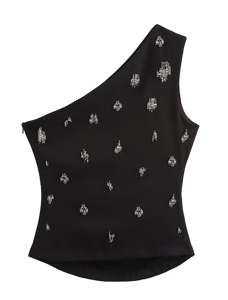 Beaded Asymmetric Tank Top