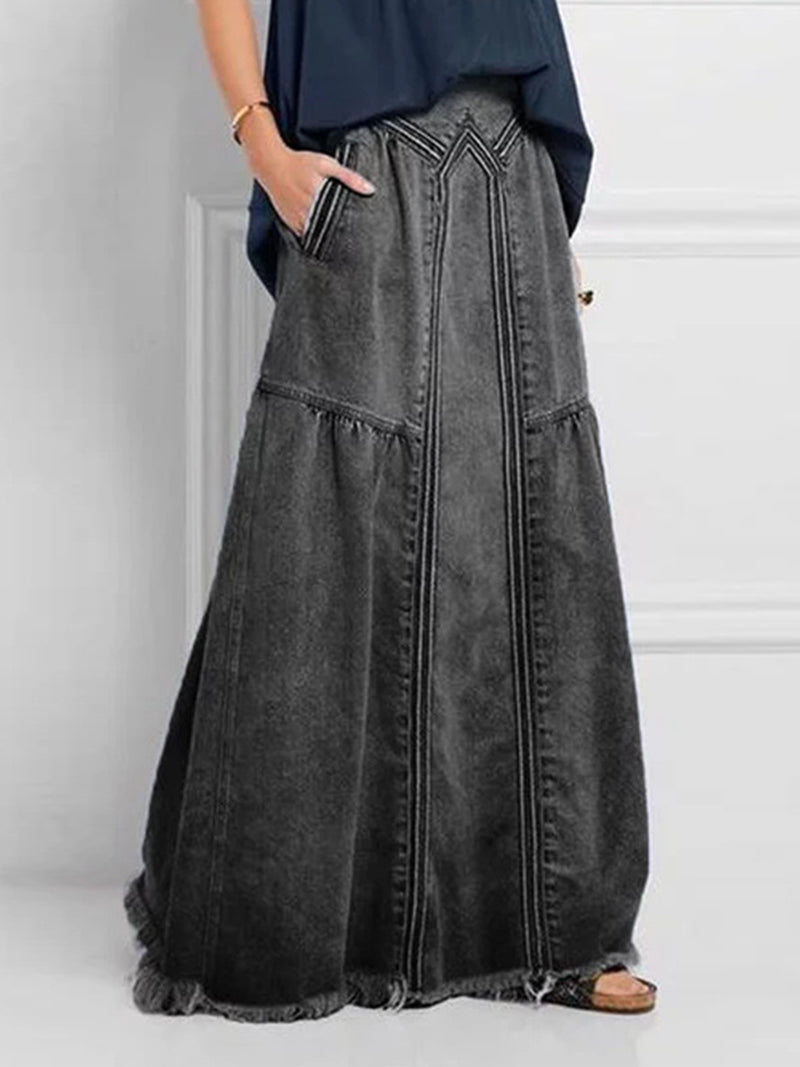 Denim A-Line Maxi Skirt